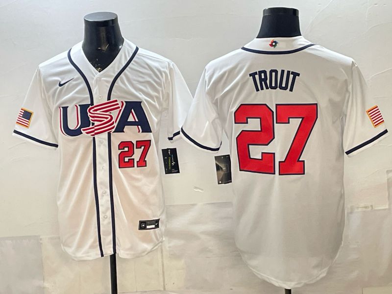 Men 2026 World Cub USA #27 Trout White Game Nike MLB Jersey style 004->more jerseys->MLB Jersey